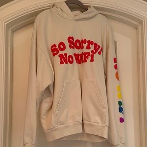 Colorful Text Cream Hoodie